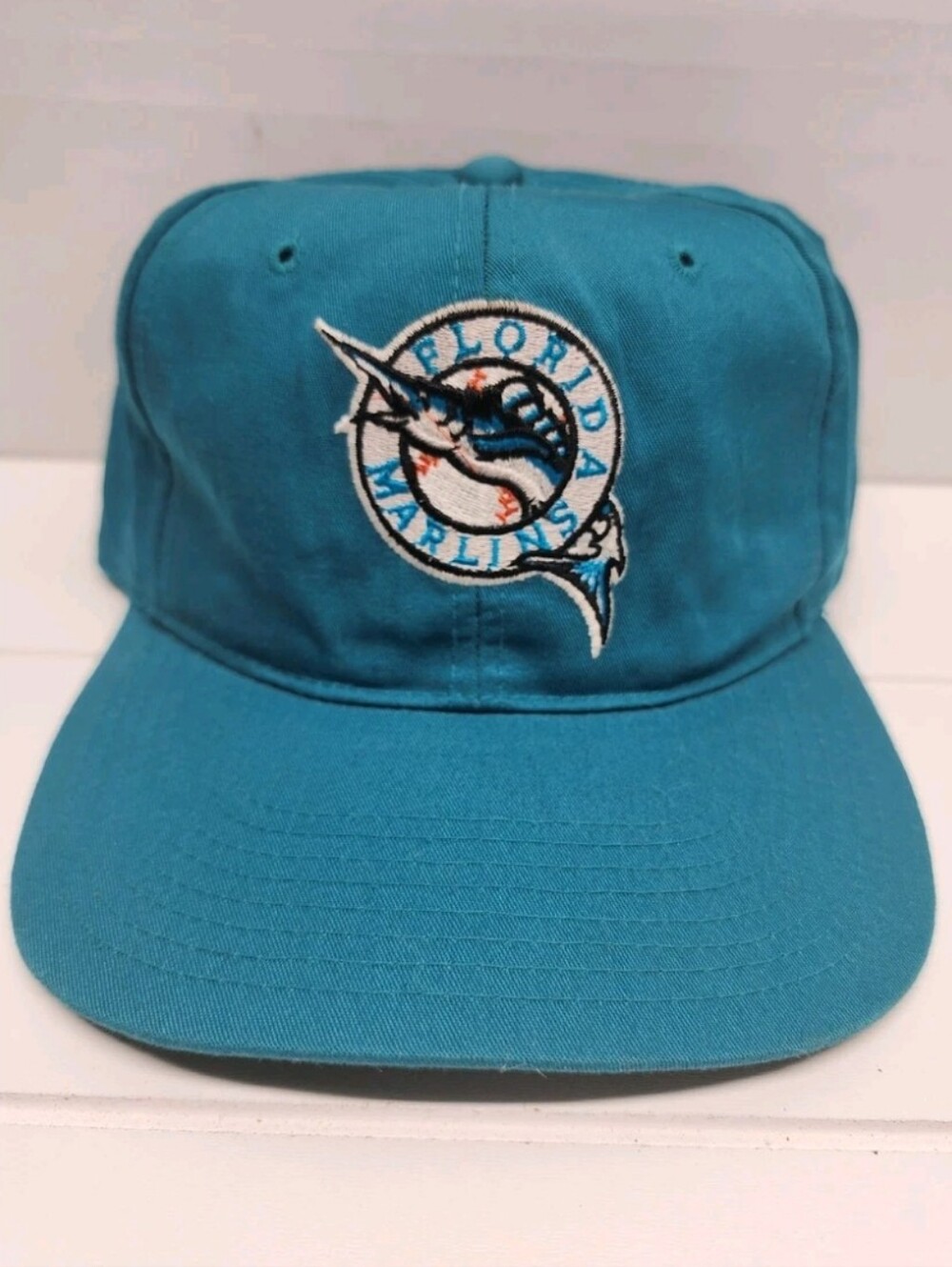 Vintage 90's Miami Marlins Baseball Snapback Hat Teal Unisex Cap.